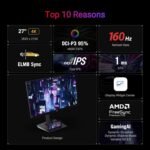 ASUS ROG Strix XG27UCS 27" Gaming Monitor, 4K UHD (3840x2160), 160Hz, 1ms (GTG), Fast IPS, Extreme Low Motion Blur Sync, USB Type-C, G-Sync, DisplayWidget Center, Tripod Socket, HDR - Image 4