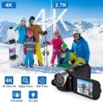 Akozon Handheld Camcorder, 1080P 16MP Dv Camera 2.7in TFT Rotatable Screen 16x Vlogging Video for Kids Digital Zoom with USB Cable Mini Dv Player Black (Black) - Image 3