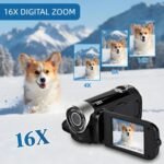 Akozon Handheld Camcorder, 1080P 16MP Dv Camera 2.7in TFT Rotatable Screen 16x Vlogging Video for Kids Digital Zoom with USB Cable Mini Dv Player Black (Black) - Image 4