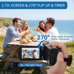 Akozon Handheld Camcorder, 1080P 16MP Dv Camera 2.7in TFT Rotatable Screen 16x Vlogging Video for Kids Digital Zoom with USB Cable Mini Dv Player Black (Black) - Image 6