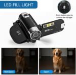 Akozon Handheld Camcorder, 1080P 16MP Dv Camera 2.7in TFT Rotatable Screen 16x Vlogging Video for Kids Digital Zoom with USB Cable Mini Dv Player Black (Black) - Image 7