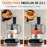 Camic Food Processor 1500W - Multifunction Kitchen Robot with 2.5L Bowl, 6 Programs, Cleaning Function, Time and Level Settings, Includes Accessories for Blender, Chopper and More - Imagen 4