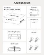 ACEMAGIC K1 Mini PC, Core i5-12600H(12C/16T, up to 4.5GHz), 16GB DDR4 512GB SSD Micro Desktop Computer, PC for Office, Home Theater, Meeting, Business/Travel【WiFi 6/Buetooth5.2/DP+HDMI - Imagen 7