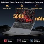 Ruzava Laptop 15.6 Inch Celeron N5095 2.9 GHz Win11 Pro 8GB 256GB SSD Expansion 1TB 5G WiFi BT4.2 HDMl USB 3.0 Portable with Wireless Mouse and Spanish Keyboard Membrane – Gray-003 - Imagen 7