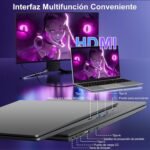 Ruzava Laptop 15.6 Inch Celeron N5095 2.9 GHz Win11 Pro 8GB 256GB SSD Expansion 1TB 5G WiFi BT4.2 HDMl USB 3.0 Portable with Wireless Mouse and Spanish Keyboard Membrane – Gray-003 - Imagen 8