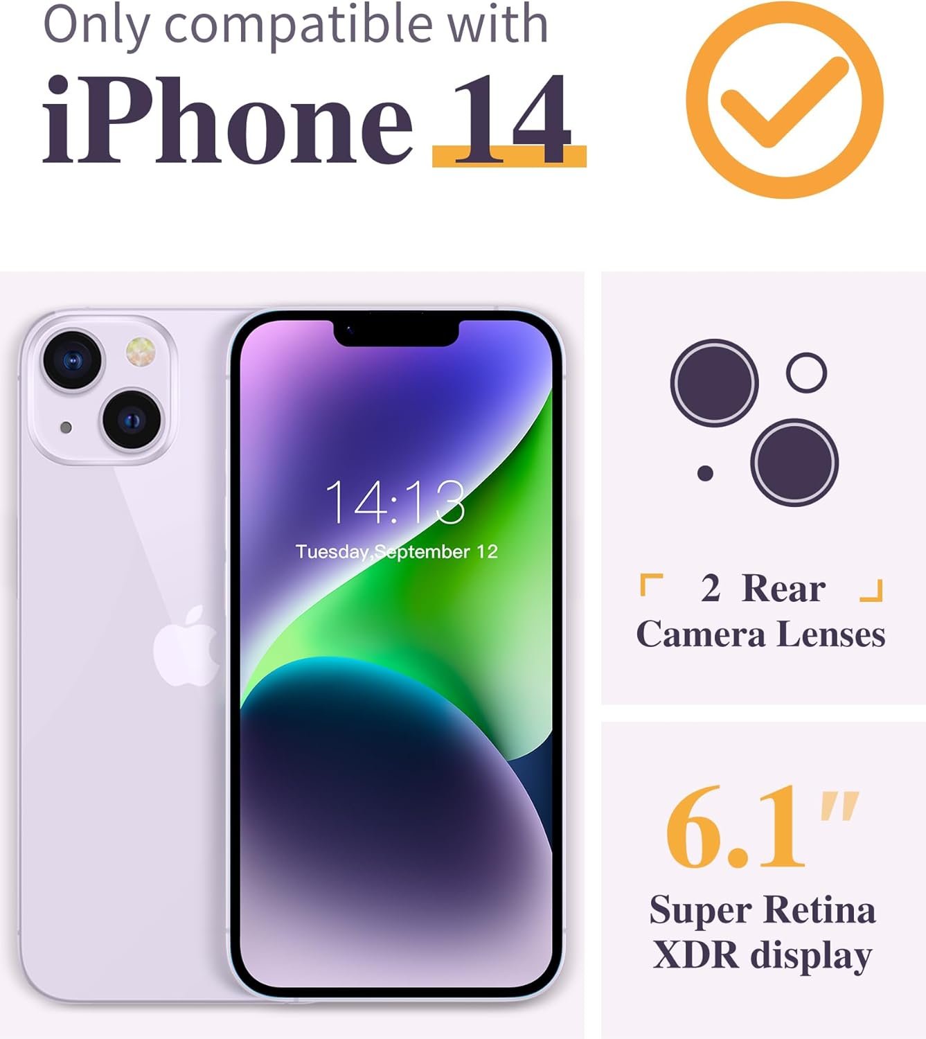 GVIEWIN iPhone 14 Case, with Screen Protector + Camera Lens Protector, Non-Yellowing, Soft Anti-Shock Transparent for Women, Flower Pattern Design, AA-Floratopia/Colorful - Image 3