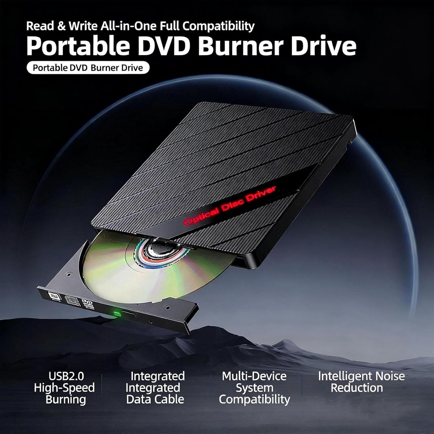 Genérico Reproductor De DVD para PortáTil,Unidades De Disco Externas PortáTiles,Grabadora CD PortáTil USB C 3.0 con Ranura para Tarjetas SD/TF Y 3 Puertos USB,Compatible con Mac,Windows Y Linux - Image 4