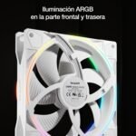 be quiet! Light Wings 140mm PWM Reverse White Fan, 7 Inverted Fan Blades, High Airflow, Inverted Blades, for Side or Bottom Inputs, ARGB Lighting Multiple Colors - Imagen 5