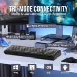 EPOMAKER x Aula F65 Wireless Mechanical Gaming Keyboard, Hot Swappable Custom Keyboard with RGB, Bluetooth/2.4GHz/Cable, Gasket, Lubricated Linear Switches (Ombre Black, Reaper Switch) - Imagen 4