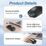 Rechargeable Bluetooth Mouse, Portable Wireless Mouse with Dual Modes BT5.1 and 2.4G, Ultra-thin Silent Mouse Compatible with MacBook, PC, Laptop, Tablet and Chromebook (Black) - Image 4