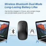 Rechargeable Bluetooth Mouse, Portable Wireless Mouse with Dual Modes BT5.1 and 2.4G, Ultra-thin Silent Mouse Compatible with MacBook, PC, Laptop, Tablet and Chromebook (Black) - Image 5