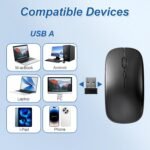 Rechargeable Bluetooth Mouse, Portable Wireless Mouse with Dual Modes BT5.1 and 2.4G, Ultra-thin Silent Mouse Compatible with MacBook, PC, Laptop, Tablet and Chromebook (Black) - Image 7