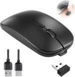 Rechargeable Bluetooth Mouse, Portable Wireless Mouse with Dual Modes BT5.1 and 2.4G, Ultra-thin Silent Mouse Compatible with MacBook, PC, Laptop, Tablet and Chromebook (Black) - Image 8