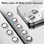 Kucheed Camera Lens Protector, Diamond Glitter Tempered Glass Camera Lens Cover, Individual Metal Rings Compatible with iPhone 13 / iPhone 13Mini Silver - Image 3