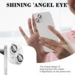 Kucheed Camera Lens Protector, Diamond Glitter Tempered Glass Camera Lens Cover, Individual Metal Rings Compatible with iPhone 13 / iPhone 13Mini Silver - Image 4
