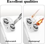 Kucheed Camera Lens Protector, Diamond Glitter Tempered Glass Camera Lens Cover, Individual Metal Rings Compatible with iPhone 13 / iPhone 13Mini Silver - Image 5