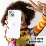 Kucheed Camera Lens Protector, Diamond Glitter Tempered Glass Camera Lens Cover, Individual Metal Rings Compatible with iPhone 13 / iPhone 13Mini Silver - Image 6