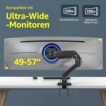 BEWISER Monitor Stand for 1 Screen 34-57", Ultra Wide, Curved, Height Adjustable with Tilts, Swivel, Heavy Duty Gas Spring 5-20kg, VESA 75x75/100x100, Black - Imagen 3