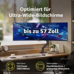 BEWISER Monitor Stand for 1 Screen 34-57", Ultra Wide, Curved, Height Adjustable with Tilts, Swivel, Heavy Duty Gas Spring 5-20kg, VESA 75x75/100x100, Black - Imagen 4