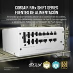 CORSAIR RM850x Shift Fully Modular ATX Power Supply - Modular Side Interface - ATX 3.1 and PCIe 5.1 Compliant - Zero RPM Fan Mode - Efficiency 80 Plus Gold - White - Imagen 3
