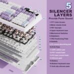 AJAZZ AK980 Mechanical Keyboard with Smart Display and Knob, 98% BT/2.4G/USB-C Trimode Wireless Keyboard Hot-Swappable PBT Keycaps with RGB Light for Win and Mac (Purple - Imagen 5