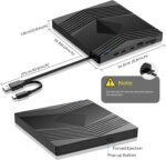 External CD/DVD player, USB 3.0 External DVD Recorder with SD TF Cards and 2 USB C Ports External DVD/CD -RW/ROM Drives, External DVD Reader for PC Laptop Windows 11/10/8.1/7 Linux MacOS - Imagen 3