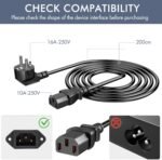 Cable iec C13 2m Power Cable for PC Screen Computer, Computer Monitor, LG Vizio TV, Epson Printer Beamer Projector Ion Pathfinder Guitar Amplifier Speaker – Black - Imagen 6