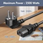 Cable iec C13 2m Power Cable for PC Screen Computer, Computer Monitor, LG Vizio TV, Epson Printer Beamer Projector Ion Pathfinder Guitar Amplifier Speaker – Black - Imagen 7