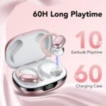 Wireless Headphones, Bluetooth 5.3 Headphones with Ear Hooks, 60H Playback, LED Display, ENC HD Call, Deep Low, Comfortable Fit, IPX7 Waterproof (Rose Gold) - Image 4