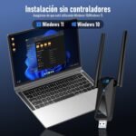 5400Mbps USB WiFi Adapter for PC, WiFi 6 Tri-Band Receiver 6GHz/5GHz/2.4GHz, 2dBi WiF Antenna PC, Compatible with Laptop/Laptop/Tablet, Compatible with Windows 11/10 - Image 5