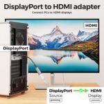 deleyCON 4K DisplayPort to HDMI Adapter (For HDMI Monitor/TV/Projector) - Unidirectional - (1080p@240Hz / 1440p@165/144/120Hz / 4K@60Hz) for Computer with DisplayPort, Graphics Card, PC Gaming - Image 4