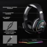 EKSA E1000 USB Gaming Headset for PC, Over Ear Wired Gaming Headphones, Noise Cancelling Microphone, 7.1 Surround Sound, RGB Light for PS4/PS5 Console, Laptop - Imagen 5