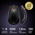 SteelSeries Rival 3 Wireless Gen 2 - Gaming Mouse - 2.4GHz and Bluetooth - TrueMove Air 18000 dpi Optical Sensor - 60M Clicks Durability - Lightweight - 100% PTFE Sliders - Black - Image 3