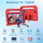 Tablet 7 Inches, Android 14 Tablet with 5G Wi-Fi 6, 10GB RAM+64GB ROM(512GB SD), Octa-Core/Widevine L1/Parental Control/BT 5.0/3500mAh, Protective Anti-Shock EVA Protector, Red - Image 3