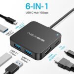 ACASIS 6 in 1 USB C Hub Adapter, HDMI 4K, PD 100W | 3 USB 3.1 | 1 Type-C 3.1 | Compatible with Macbook, Mac Mini, Surface Pro, Laptops and USB C Devices - Imagen 3