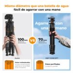 K&F CONCEPT Portable Lightweight Tripod 190 cm S255A3+BH-36 Spherical Head Mobile Tripod for DSLR, Digital SLR Camera, Mobile Phone, etc., with Clip for Mobile Phone - Imagen 3