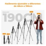 K&F CONCEPT Portable Lightweight Tripod 190 cm S255A3+BH-36 Spherical Head Mobile Tripod for DSLR, Digital SLR Camera, Mobile Phone, etc., with Clip for Mobile Phone - Imagen 6