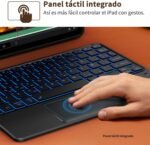 CACOE 10 Inch Wireless Bluetooth Touchpad Keyboard, Slim and Light Backlit for iPad, Android Samsung Tablet, Xiaomi Pad, Huawei, Lenovo, Black - Imagen 4