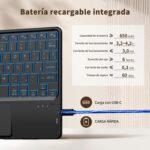 CACOE 10 Inch Wireless Bluetooth Touchpad Keyboard, Slim and Light Backlit for iPad, Android Samsung Tablet, Xiaomi Pad, Huawei, Lenovo, Black - Imagen 6