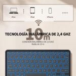 CACOE 10 Inch Wireless Bluetooth Touchpad Keyboard, Slim and Light Backlit for iPad, Android Samsung Tablet, Xiaomi Pad, Huawei, Lenovo, Black - Imagen 7