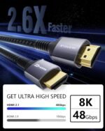 Stouchi 10K 8K 0.5M HDMI 2.1 Cable, Certified 48Gbps Ultra High Speed 8K@60 4K@120/144Hz RTX 3080 eARC HDR10 HDCP2.2&2.3 Dolby Compatible with PS 5/Xbox Series X/Samsung/Sony/LG - Imagen 3