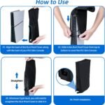Protective Case for PS5 Slim, Scratch Resistant and Waterproof, Only for PS5 Slim Digital Edition and Disc Consoles - Not for Ps5/Pro - Vertical - Black - Imagen 9