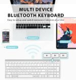 iClever Bluetooth Keyboard, Rechargeable Bluetooth 5.1 Multi-Device Keyboard with Number Pad, Ergonomic Design, Full Size Stable Connection, White Keyboard for iPad, iPhone, Mac, iOS, Android, Win - Imagen 3