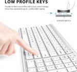 iClever Bluetooth Keyboard, Rechargeable Bluetooth 5.1 Multi-Device Keyboard with Number Pad, Ergonomic Design, Full Size Stable Connection, White Keyboard for iPad, iPhone, Mac, iOS, Android, Win - Imagen 4