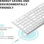 iClever Bluetooth Keyboard, Rechargeable Bluetooth 5.1 Multi-Device Keyboard with Number Pad, Ergonomic Design, Full Size Stable Connection, White Keyboard for iPad, iPhone, Mac, iOS, Android, Win - Imagen 7