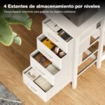 Coleshome Corner Desk with 4 Fabric Drawers, 100 x 70 cm Reversible L Desk with Storage and Shelf, Table Desk for Home Office and Bedroom, White - Image 6