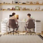 Coleshome Corner Desk with 4 Fabric Drawers, 100 x 70 cm Reversible L Desk with Storage and Shelf, Table Desk for Home Office and Bedroom, White - Image 7