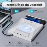 External CD DVD Drive for Laptop, 5 in 1 Ultra Slim Portable USB-C CD+/-RW Laptop DVD Player with SD Card Reader, USB 3.0 Type C, Computer Hub - Image 5