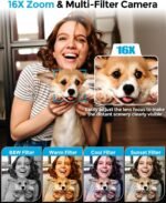 4K Photo Camera: MaxMango 48MP Compact Digital Camera with 2.8" 180° Flip Screen, Autofocus Vlogging with 32GB, 16X Zoom, for Beginners Girl Kids Boy Teens - Imagen 6