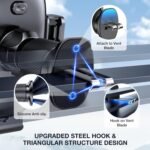 Miracase Upgraded Steel Hook Car Phone Holder - One Hand Operation, Universal Adjustable Mount for iPhone, Samsung - Imagen 4